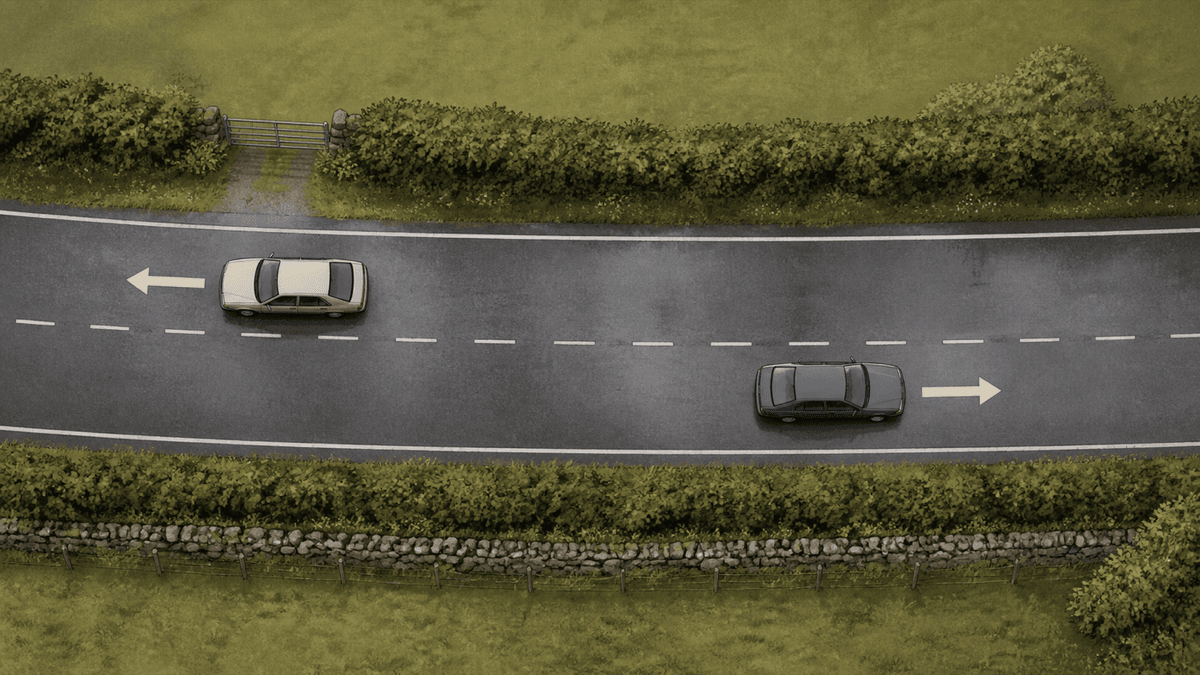 Illustration of left-hand traffic relevant to the Matthew Broderick car accident in Northern Ireland