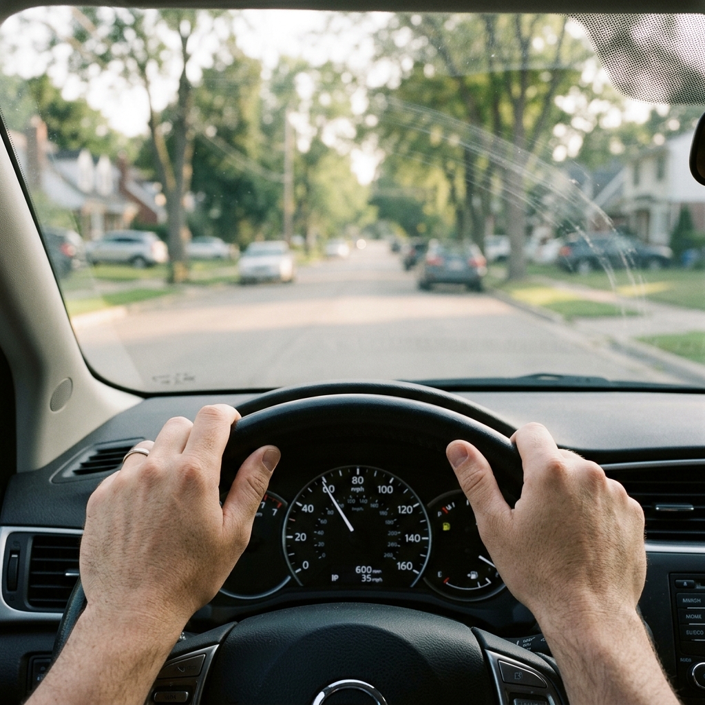 Driver looking forward but mind wandering